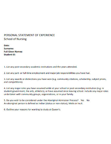 nursing school experience personal statement