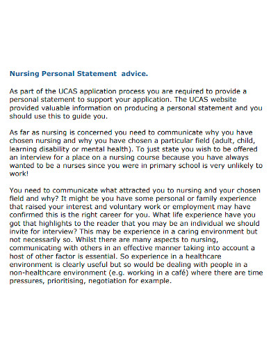 nursing school personal statement advice