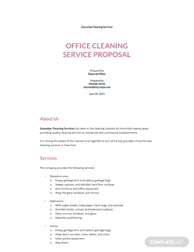 office cleaning service proposal template