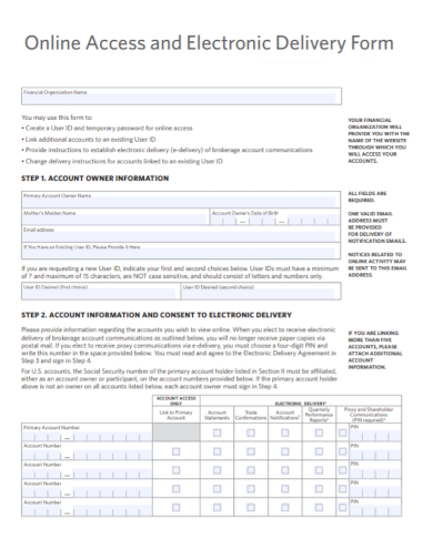 online access electronic delivery form