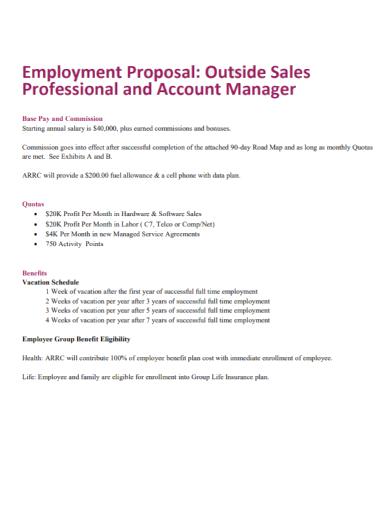 outside sales employment proposal