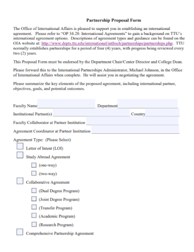 partnership proposal form