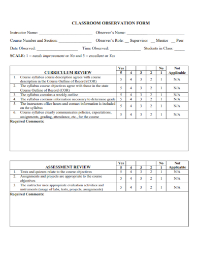 peer assessment classroom form sample