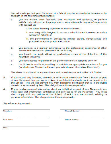 pre service teacher agreement form