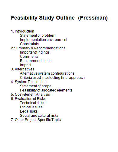pressman feasibility study outline