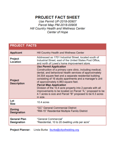 printable project fact sheet