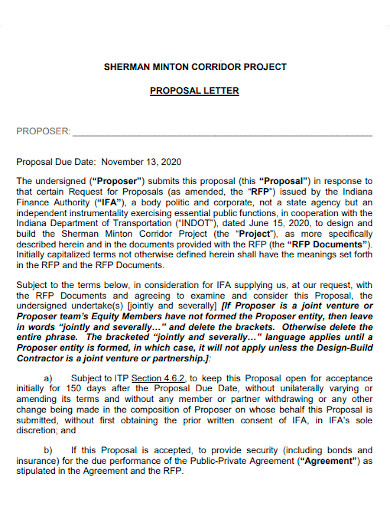 project construction proposal letter
