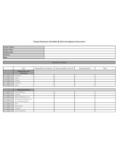 project handover checklist