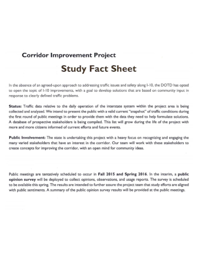 project study fact sheet