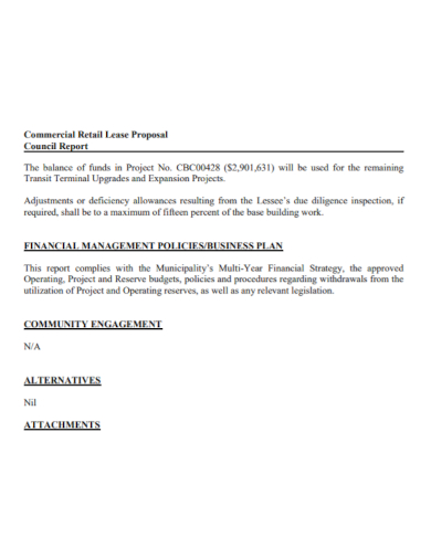 retail business lease proposal