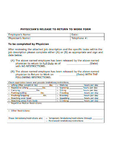 Employee Work Restrictions Letter From Doctor Would Be Great Diary 