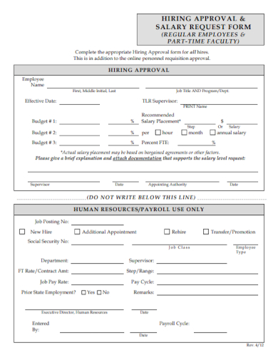 salary personnel requisition form sample