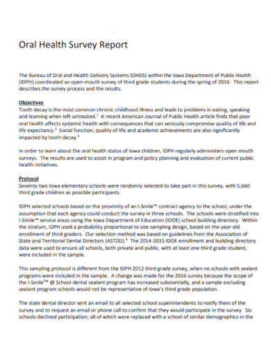 school student health survey report