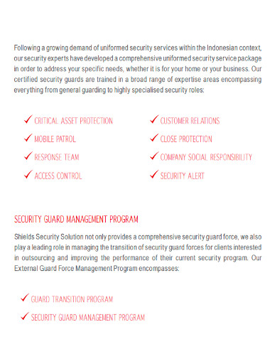 security guard provider company profile samples