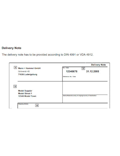 service delivery note sample