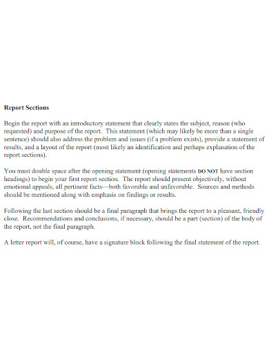 short business report format