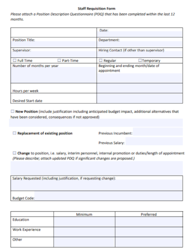 staff personnel requisition form template