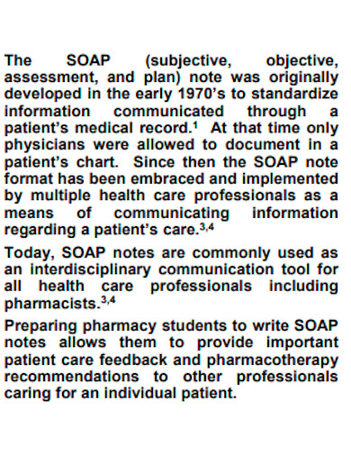 standard comprehensive soap note