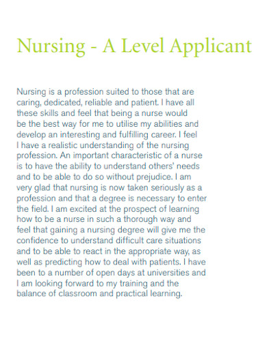 standard nursing school personal statement