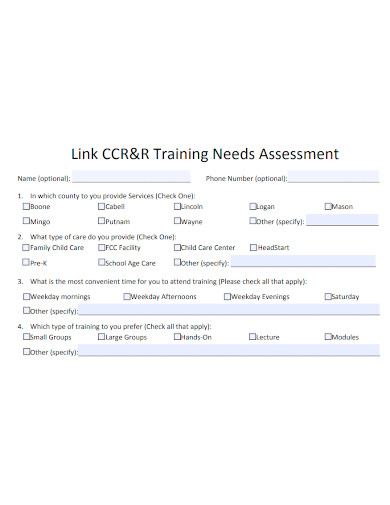 standard training needs assessment form