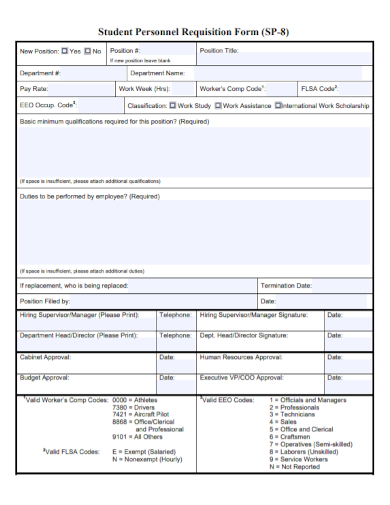 student personnel requisition form sample