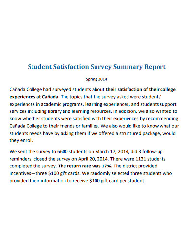 student satisfaction survey report