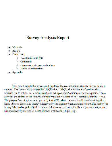 survey analysis report sample