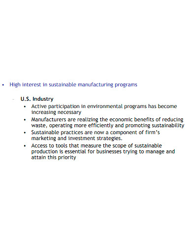 sustainable manufacturing proposal