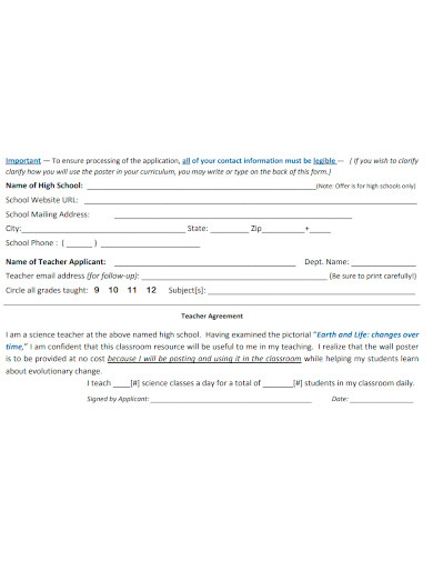 teacher agreement and request form