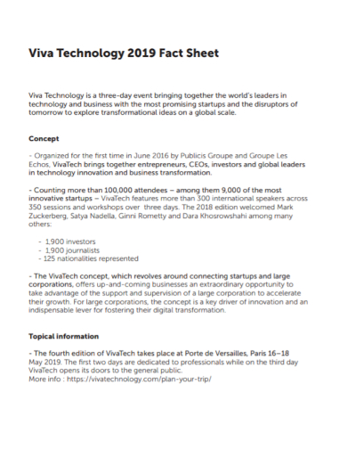 technology startup fact sheet