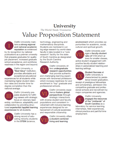 university value proposition statement