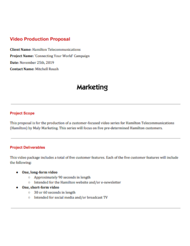 video production marketing proposal