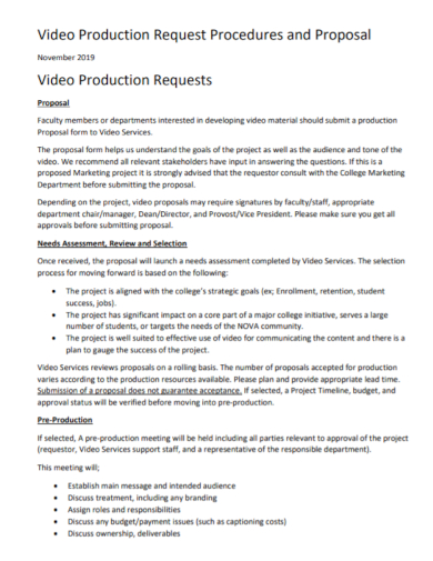 video production request procedures proposal