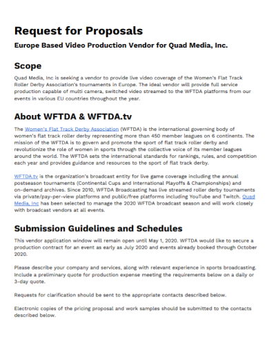 video production vendor request for proposal