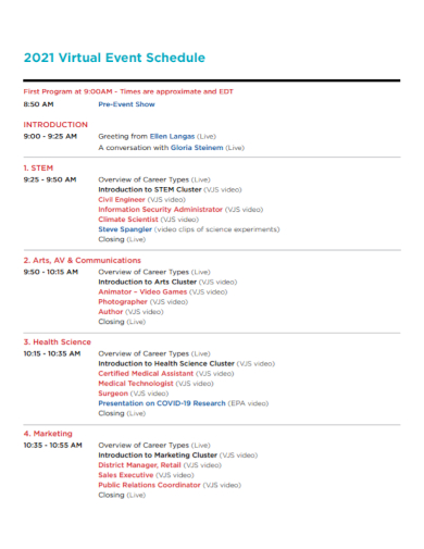 virtual event program schedule