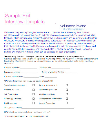 volunteer exit interview checklists