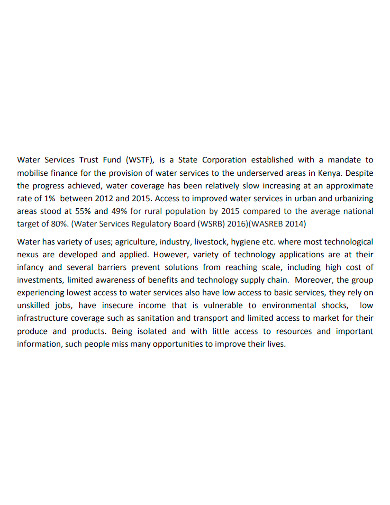 water service pre feasibility report