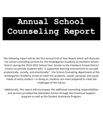 annual school student counseling report
