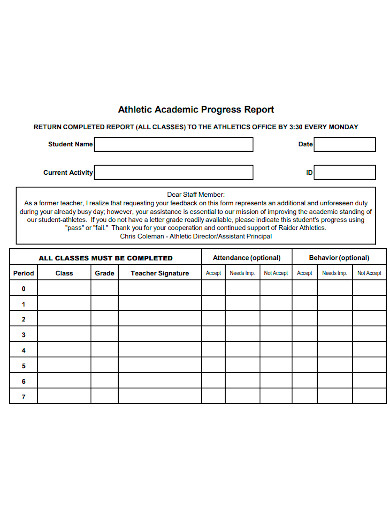 FREE 10  Academic Progress Report Samples in PDF