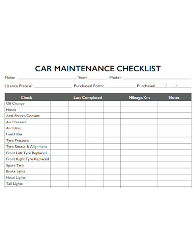 basic car maintenance checklist