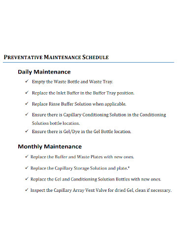 basic preventative maintenance schedule