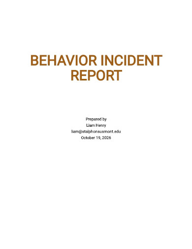 behavior incident report sample