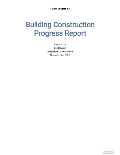 building construction progress report sample