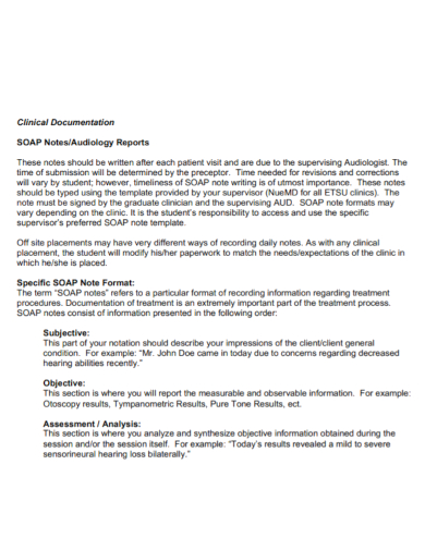 clinical soap report note