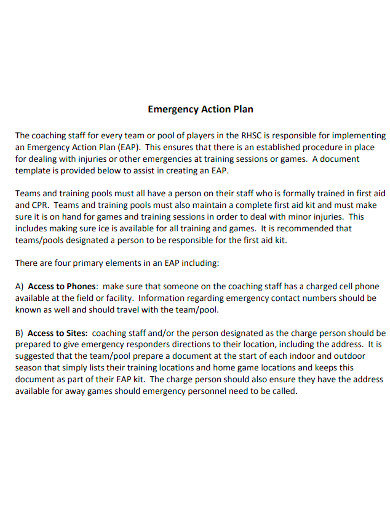 coaching emergency action plan