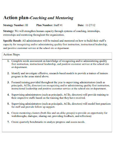 coaching and mentoring action plan