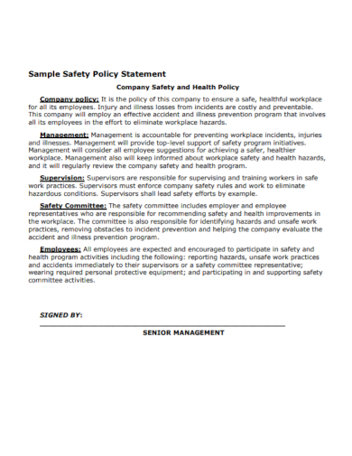 management safety commitment letter