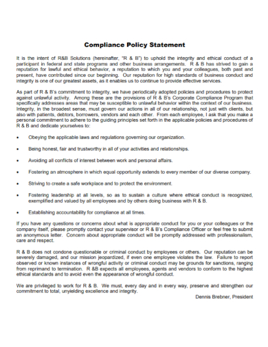 compliance policy statement