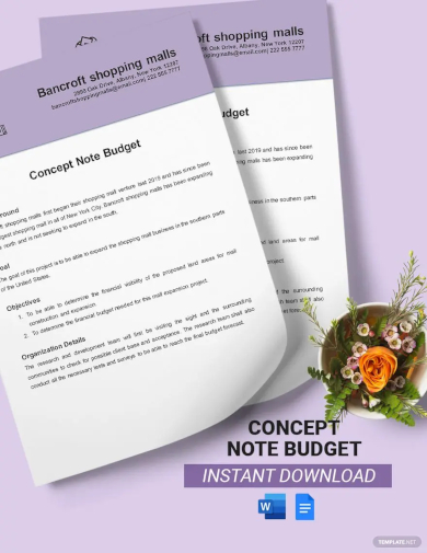 concept note budget template