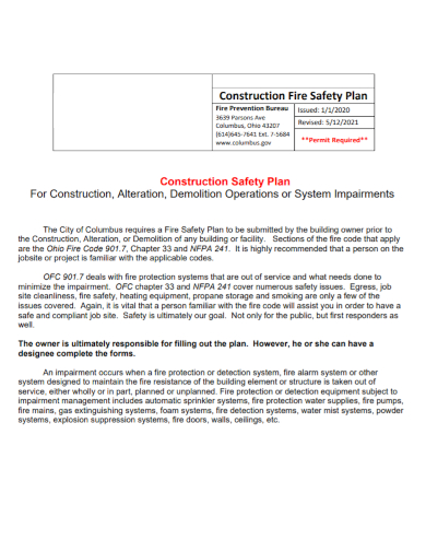construction fire safety plan